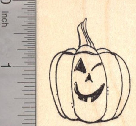 Winking Halloween Jack O'Lantern Rubber Stamp