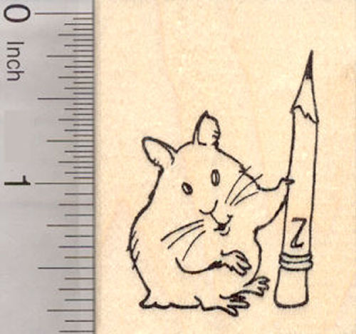 Hamster with Pencil, Academic Teacher Rubber Stamp