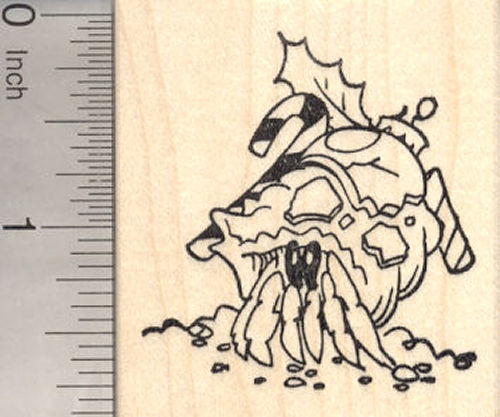 Christmas Hermit Crab Rubber Stamp