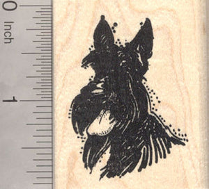 Scottish Terrier Dog Portrait Rubber Stamp, Scottie Face