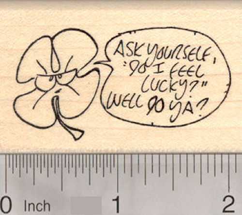 Surly St. Patrick's Day Shamrock Rubber Stamp, Lucky 4 Leaf Clover