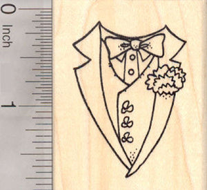 St. Patrick's Day Rubber Stamp, Leprechaun outfit top with lapels, tie, and vest