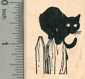 Black Cat with Glowing Eyes Rubber Stamp
