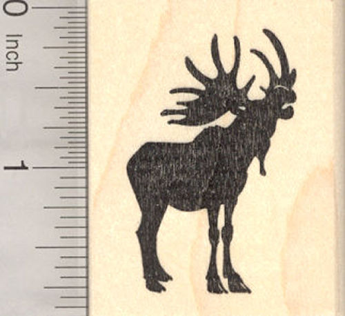 Bull Moose Silhouette Rubber Stamp, Mating Call
