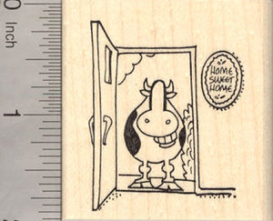 When the Cows Come Home Rubber Stamp, Grinning Cow