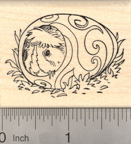 Easter Guinea Pig Rubber Stamp in Decorated Egg