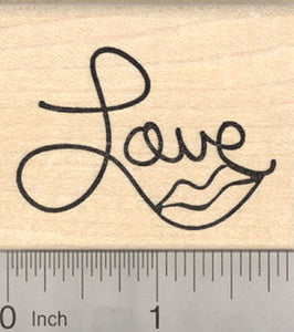 Love Lips Rubber Stamp, Saying