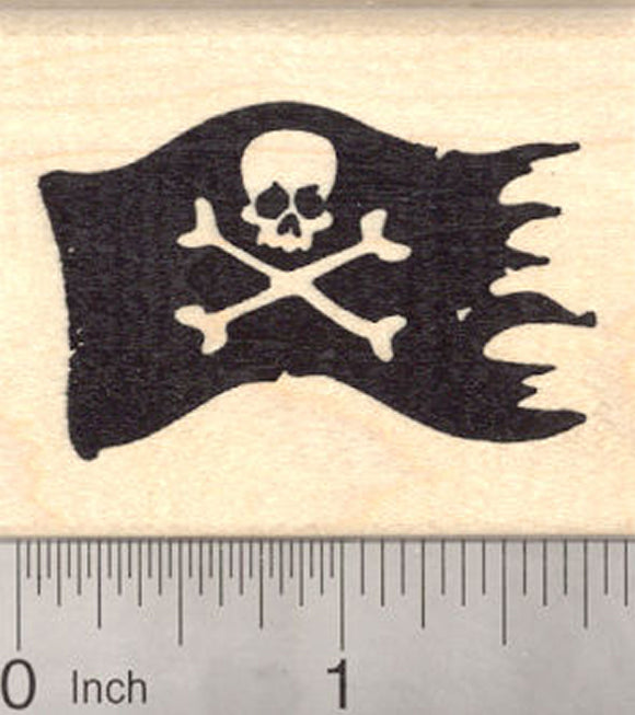 Jolly Roger, Pirate Flag Rubber Stamp, Skull and Cross Bones