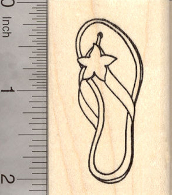 Flip Flop Sandals Rubber Stamp, Right Shoe, Beach Themed Stamps