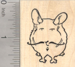 Chinchilla with French Mustache Rubber Stamp