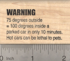 Hot Car Reminder Rubber Stamp, Warning text, Animal Welfare