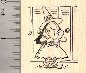 Halloween Teen Witch Rubber Stamp, At School