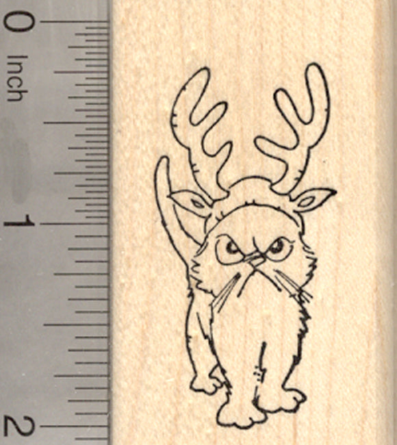 Christmas Grumpy Cat Reindeer Rubber Stamp