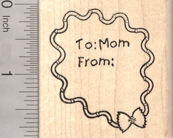 Mother's Day Rubber Stamp, Macaroni Necklace Gift Tag