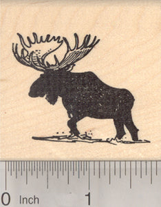 Moose Rubber Stamp, Male in Silhouette