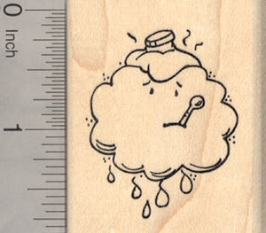 Get Well Soon Rubber Stamp, Sick Cloud, Thunder the Weather