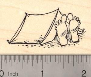 Bigfoot Camping Rubber Stamp, Yeti, Sasquatch in Tent