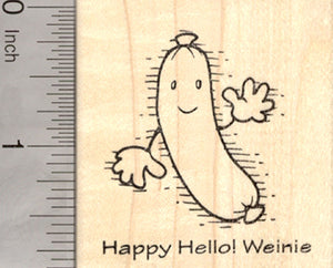 Halloween Rubber Stamp, Happy Hello Weinie, Wiener, Hot Dog