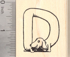 Dachshund Rubber Stamp, Wiener Dog Shaped as a Letter D, Light Coat
