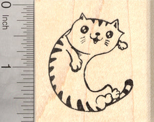 Alphabet Cat Rubber Stamp, Shaped like a letter C