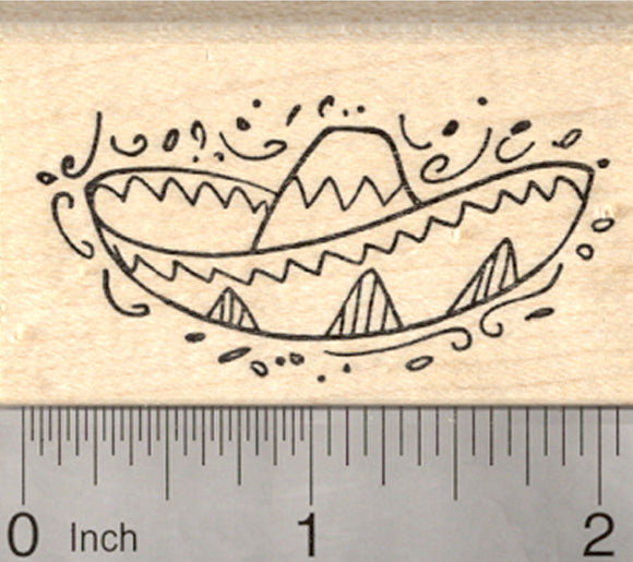 Mexican Sombrero Rubber Stamp, Mariachi band, Cowboy Hat