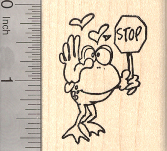 Valentine's Day Frog Rubber Stamp, Stop in the Name of Love