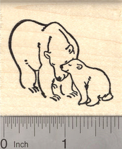 Polar Bear Rubber Stamp, Mother and Baby, Valentine, Mother's Day
