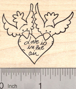 Valentine's Day Bird Rubber Stamp, with Heart, Love is in the Air
