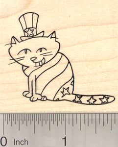 4th of July Cat Rubber Stamp, Patriotic