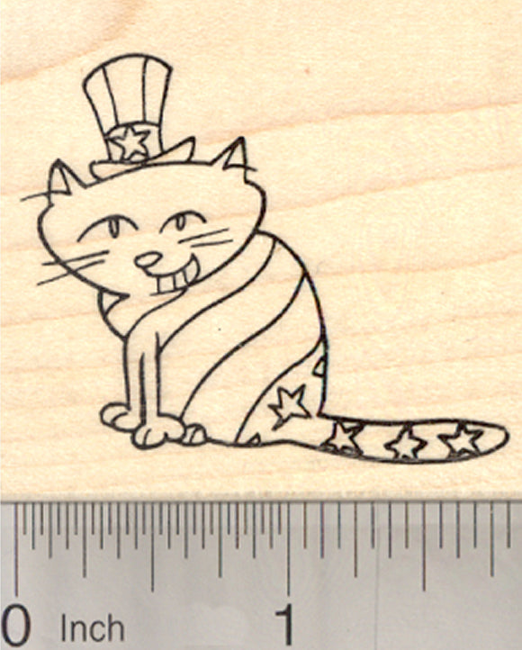4th of July Cat Rubber Stamp, Patriotic