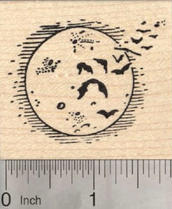Full Moon Rubber Stamp, with Bats