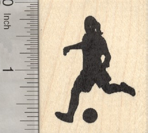 Girl Soccer Player Rubber Stamp, Association Football