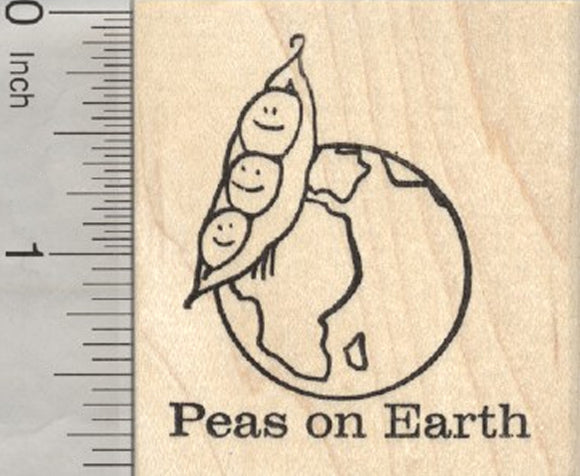 Peas on Earth Rubber Stamp, Peace Pun