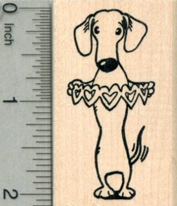 Valentine's Day Dachshund Rubber Stamp, Dog with Hearts