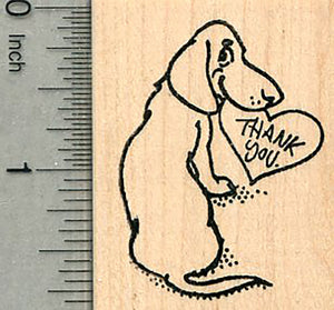Dachshund Thank You Rubber Stamp, Dog with Heart