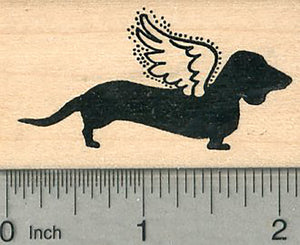 Dachshund Angel Rubber Stamp, Pet Loss Silhouette Series, Dog