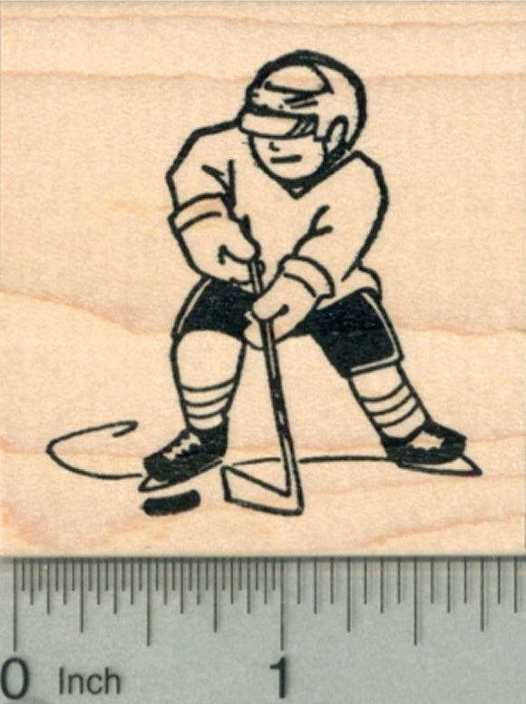 Hockey Player Rubber Stamp