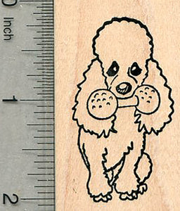 Poodle Rubber Stamp, Dog with Dumbbell, Obedience Training Series