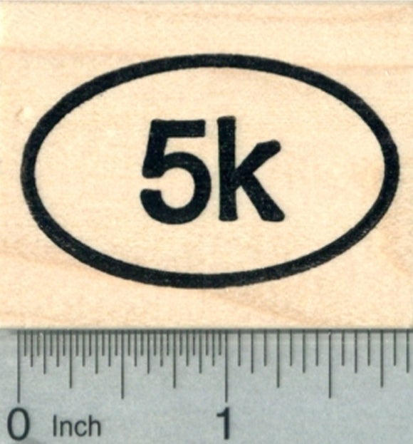5K Euro Oval Rubber Stamp, Running Race