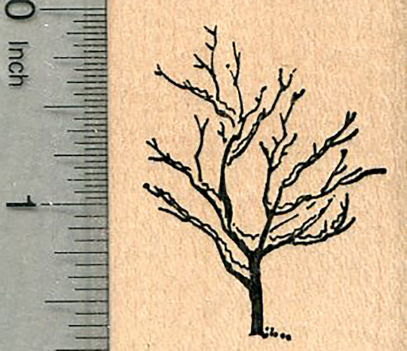 Winter Tree Rubber Stamp, Bare Branched, Small Size