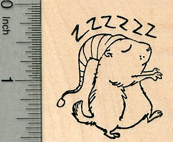 Groundhog Day Rubber Stamp, Sleep Walking Marmot