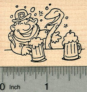 St Patrick's Day Rubber Stamp, Irish Snake Green Beer