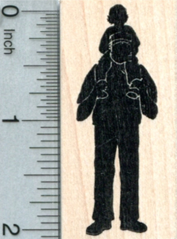 Man and Child Rubber Stamp, Father's Day, Family Life
