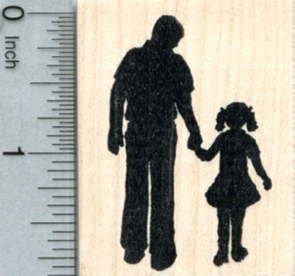 Father and Daughter Rubber Stamp, Father's Day, Family Life
