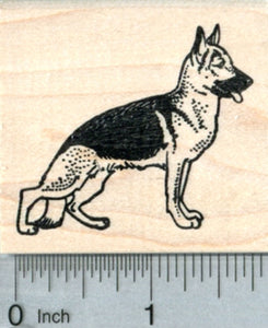 German Shepherd Rubber Stamp, Dog Standing