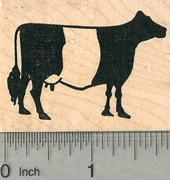 Belted Cow Rubber Stamp, Black and White Cattle