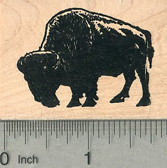 Bison Rubber Stamp, American Buffalo in Silhouette