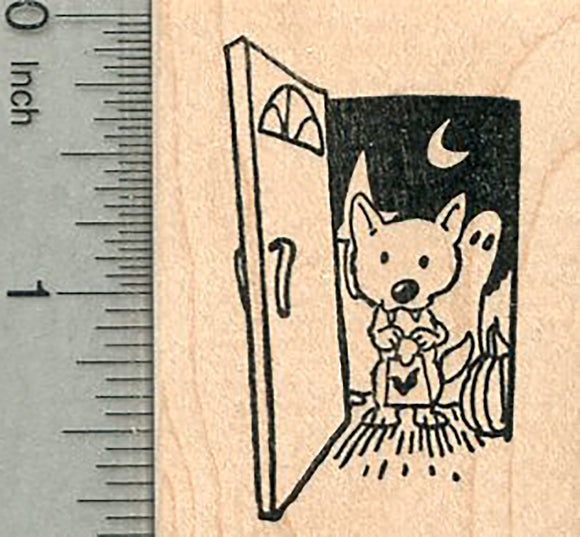 Trick or Treat Rubber Stamp, Halloween Ghost, Wolfman