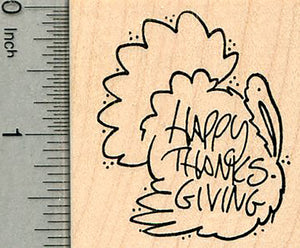 Happy Thanksgiving Rubber Stamp, Turkey