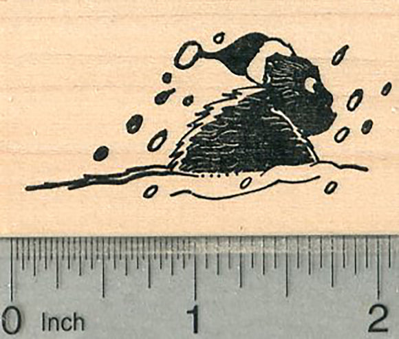 Christmas Bigfoot Rubber Stamp, in Snow with Santa Hat, AKA Sasquatch